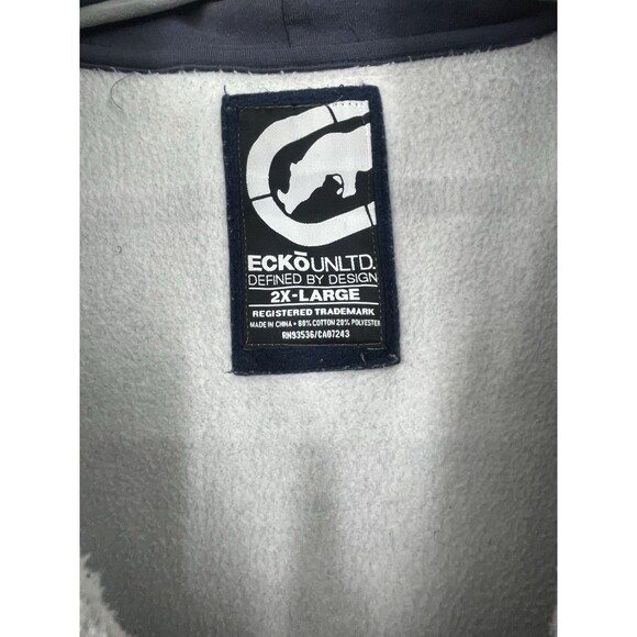 Vintage Ecko UNLTD Zip Up Hoodie Mens Gray Y2K Spell Out Grunge Skater 2X - Picture 7 of 16